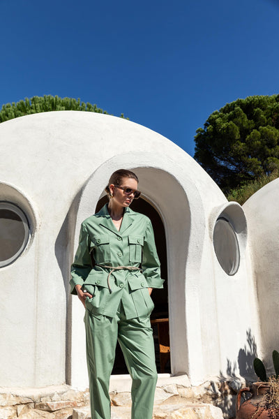 MULTI-POCKET JACKET WITH ROPE BELT