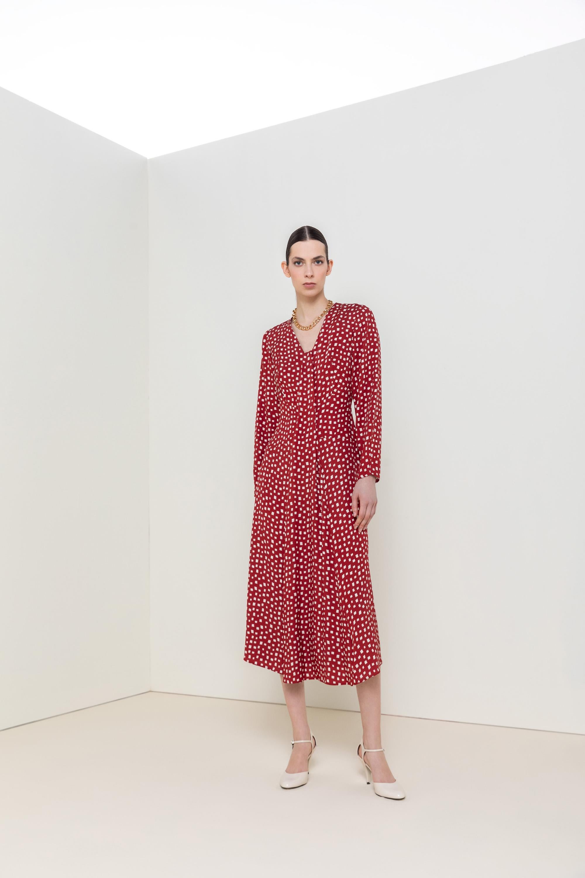 patterned midi dress PATTERNED MIDI DRESS – Kameya