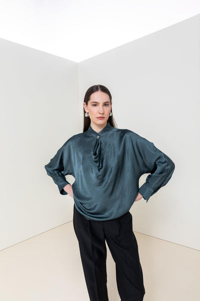 DRAPED COLLAR BLOUSE 26W10837