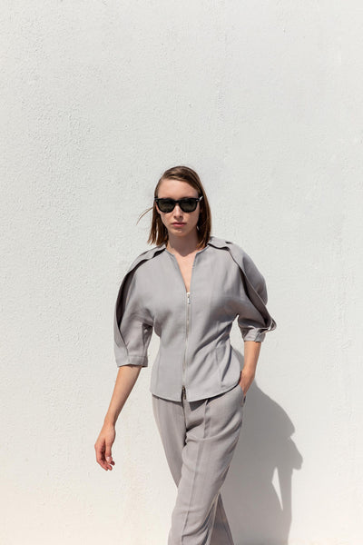 LAYERED ZIPPERED BLOUSE