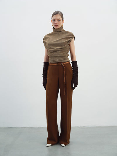 STRAIGHT-CUT TROUSERS WITH BELT DETAIL