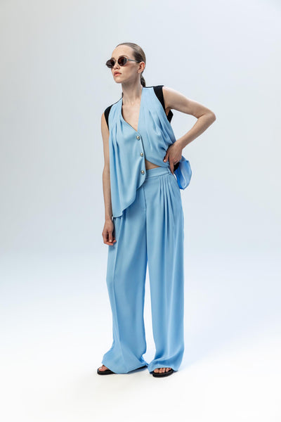 PLEATED WIDE-LEG TROUSERS