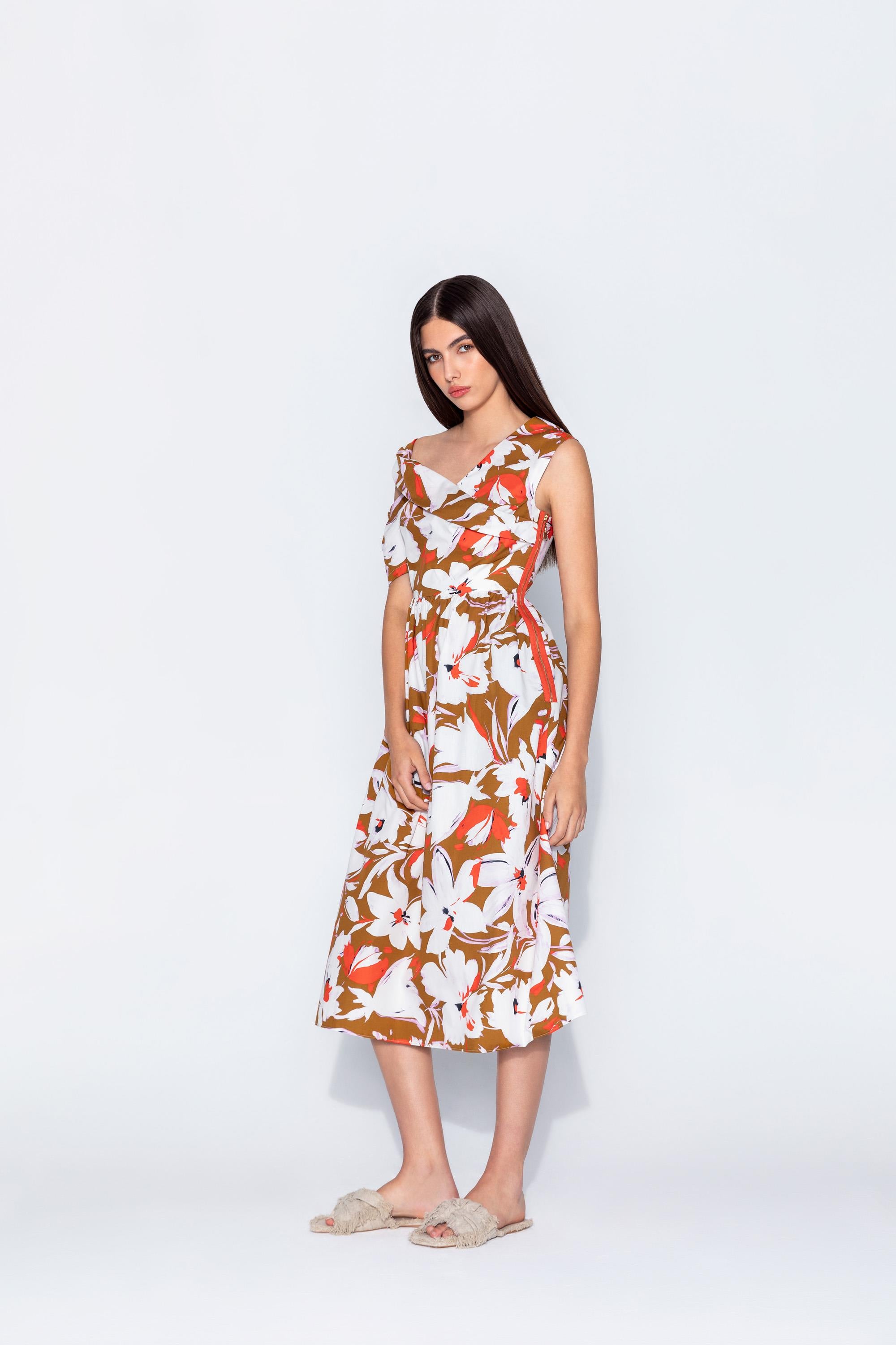 FLOWER PATTERNED DOUBLE-BREASTED DRESS 24S40430