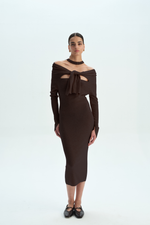 TIE-DETAIL KNITTED DRESS