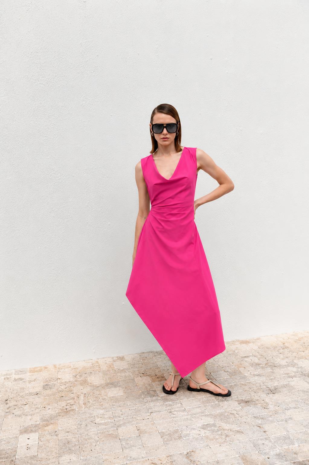 ASYMMETRIC DRAPED DRESS – Kameya ASYMMETRIC DRAPED DRESS – Kameya