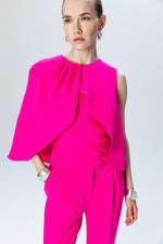 ASYMMETRICAL BLOUSE WITH LAYERED SHOULDER.
