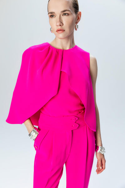 ASYMMETRICAL BLOUSE WITH LAYERED SHOULDER.