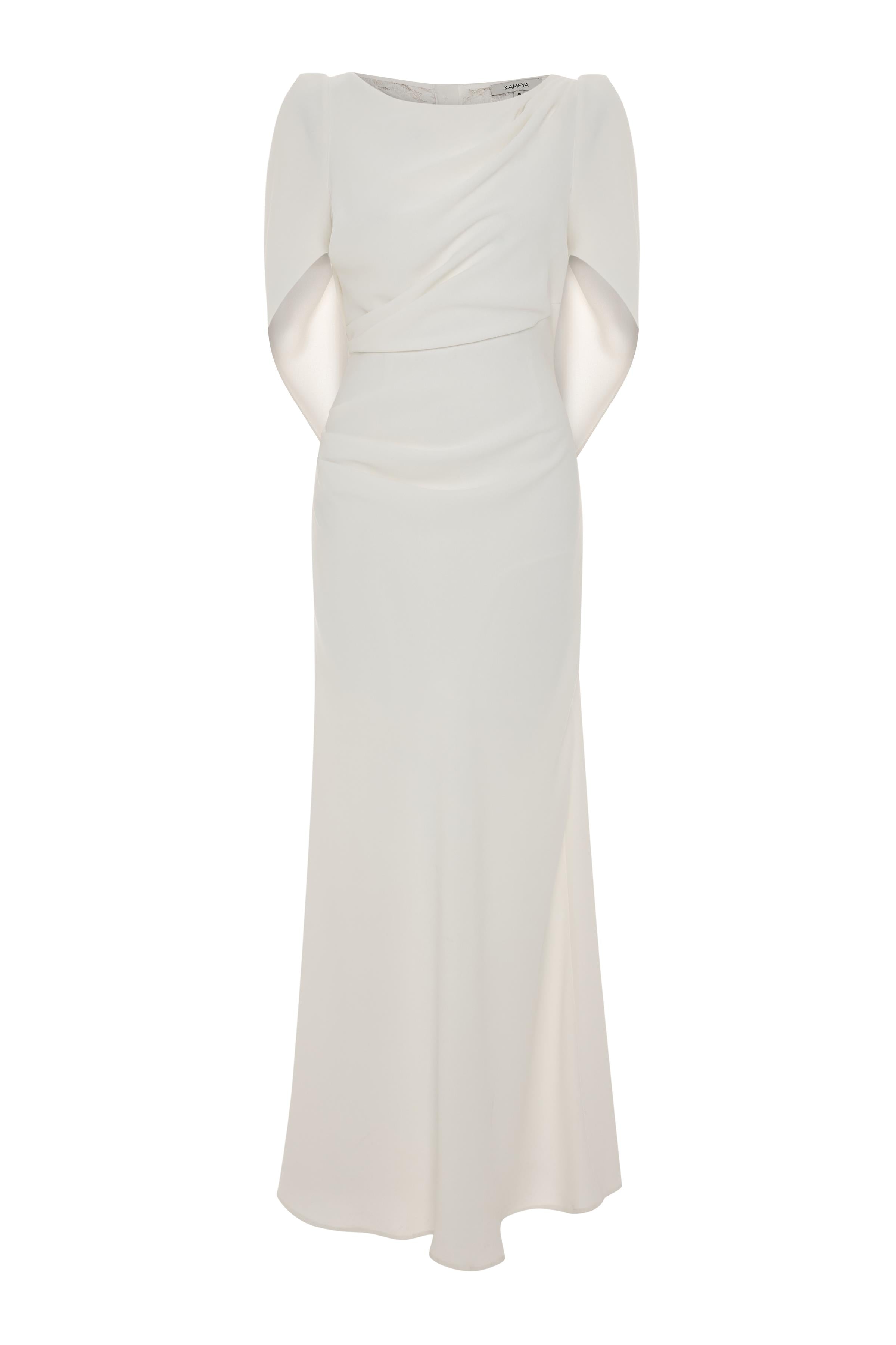 LACE-DETAILED DRAPED MAXI DRESS