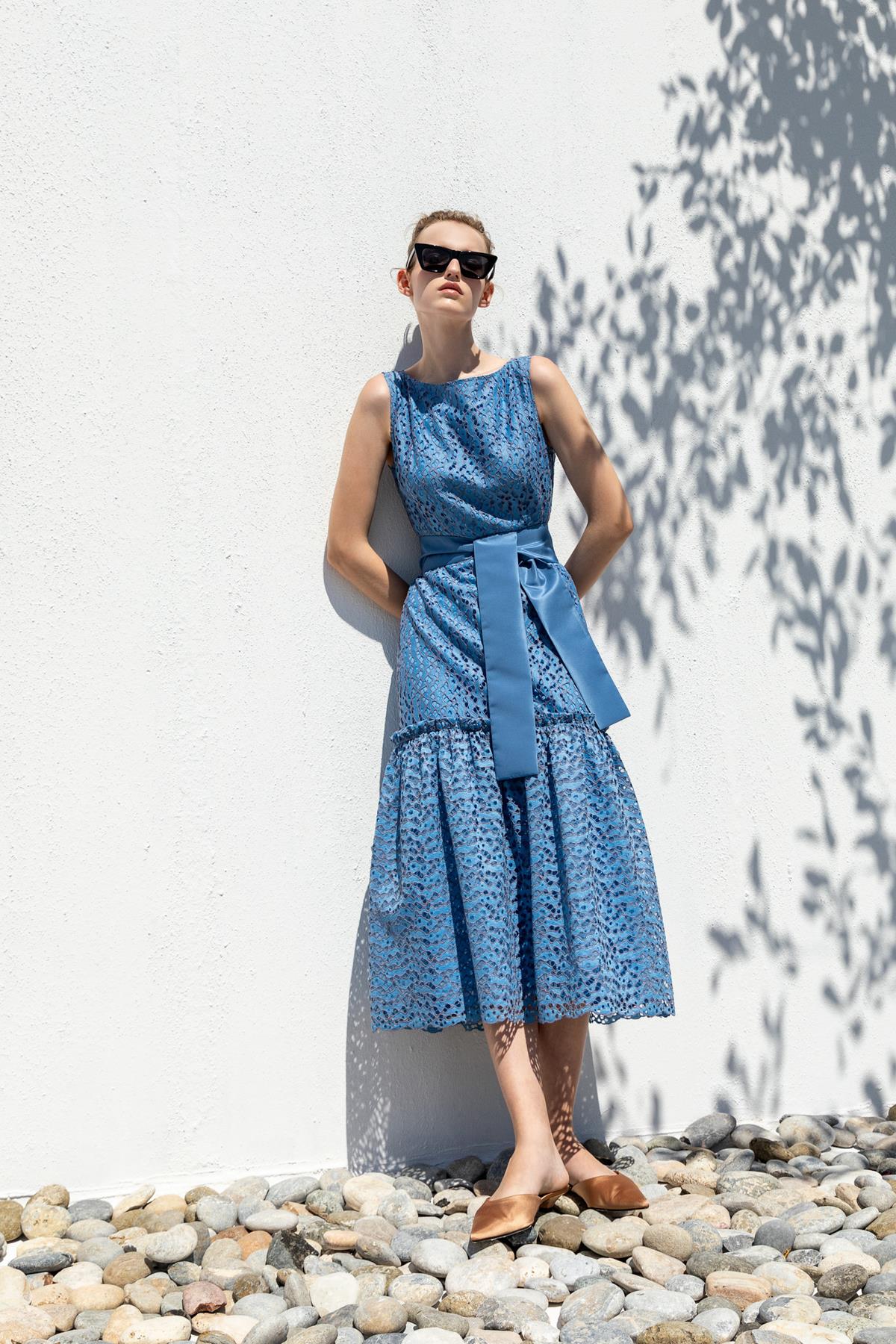 LACE KNITTED BELTED DRESS 26W40814 LACE KNITTED BELTED DRESS 26W40814