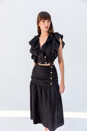 DRAPE DETAIL BUTTONED SKIRT 24S30418