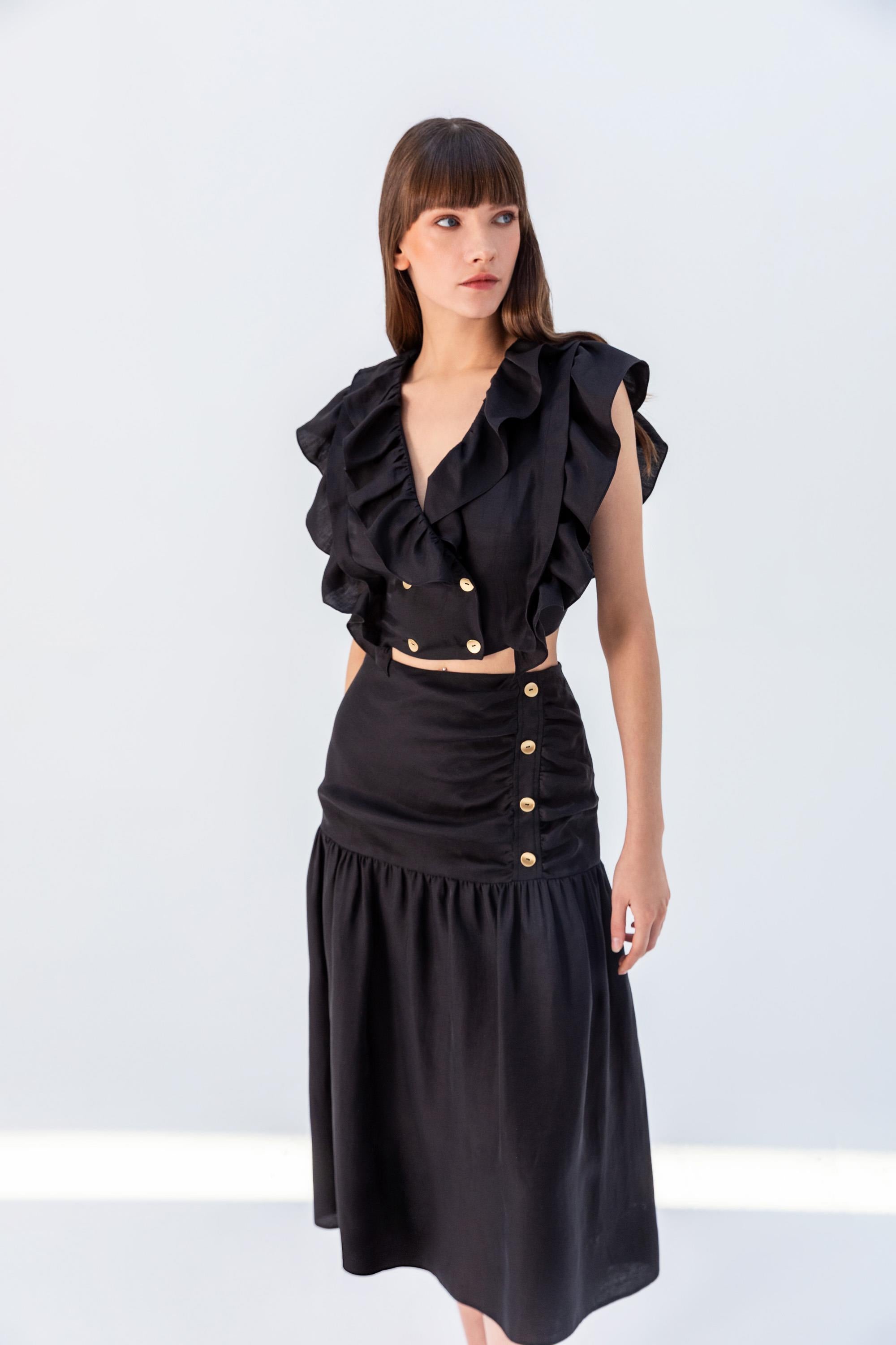 DRAPE DETAIL BUTTONED SKIRT 24S30418