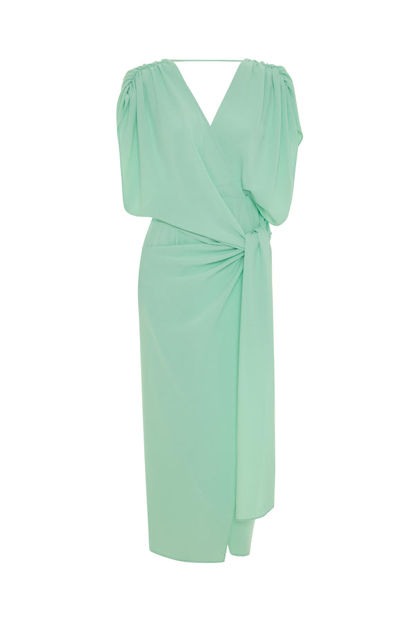 DRAPE DETAYLI MİDİ ELBİSE