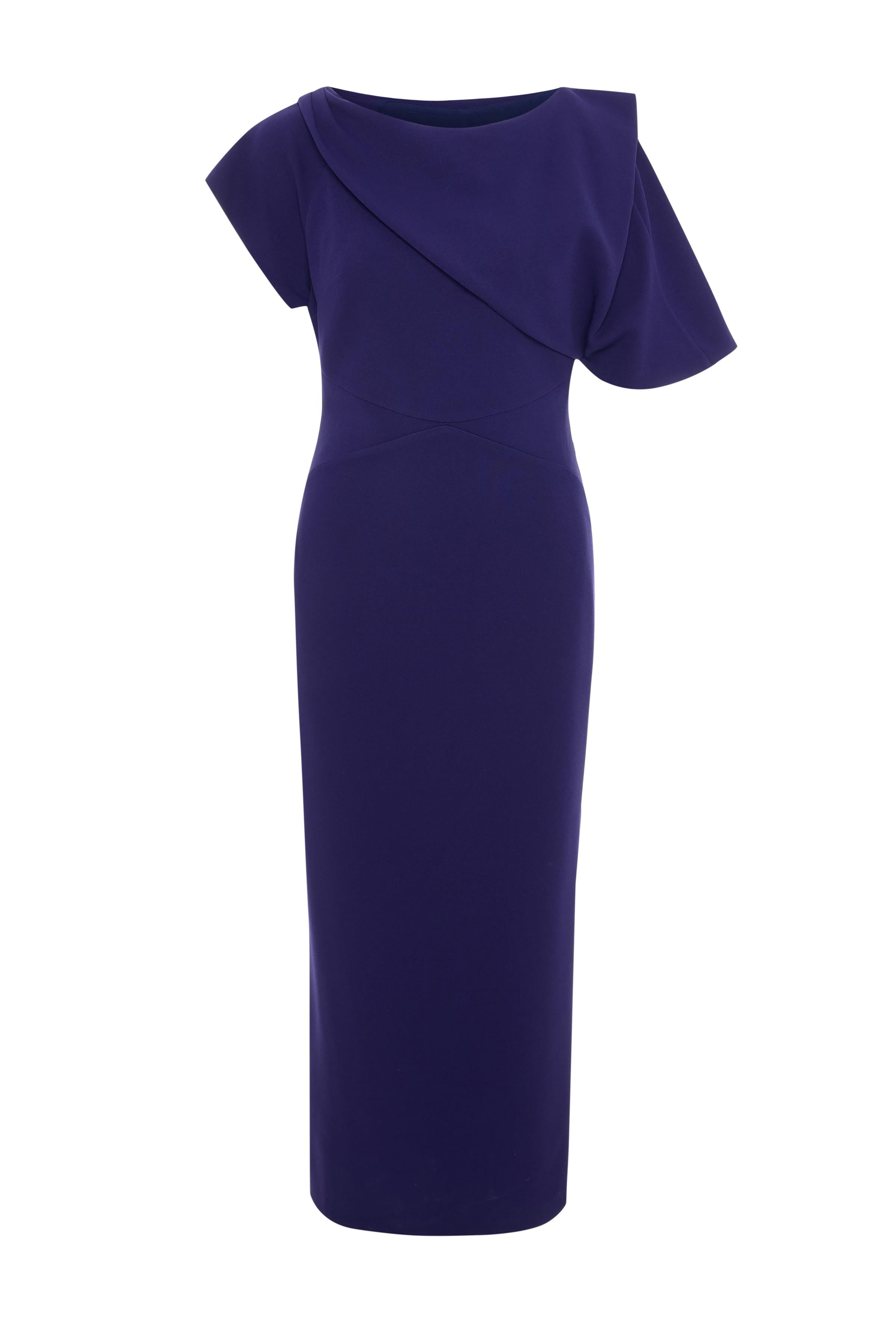 DRAPED ASYMMETRIC MIDI DRESS 26W40861