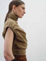 DRAPED HIGH-NECK BLOUSE