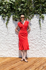 DRAPED MIDI DRESS WITH ZIPPER DETAIL