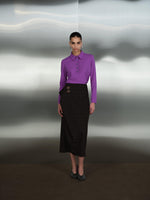 BUTTON-DETAILED PLAID MIDI SKIRT