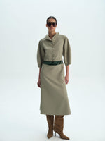 DRESS WITH A SHORT JACKET-LIKE APPEARANCE AND BUTTON DETAIL