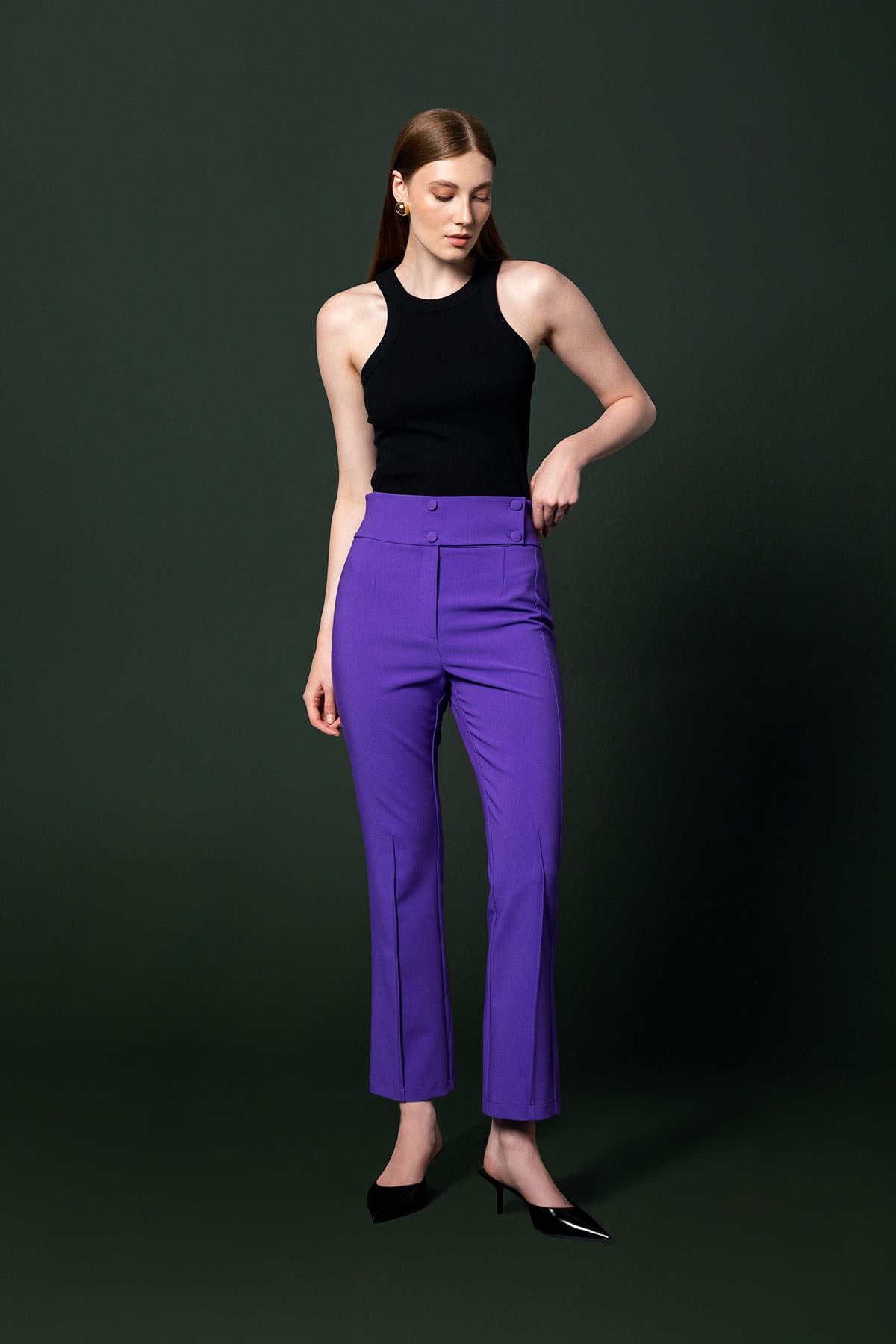 BUTTON CLOSURE CIGARETTE PANTS 25W20604