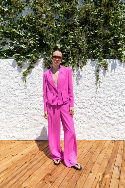 BUTTONED WIDE-LEG TROUSERS