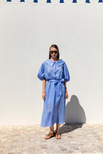 WIDE COLLAR BALLOON SLEEVE DRESS