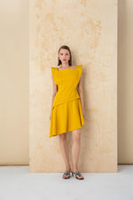 SCULPTURAL SHOULDER ASYMMETRIC DRESS