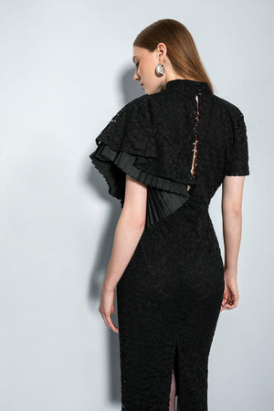 SLEEVE FRILLED LACE EMBROIDERY DRESS 25W40642