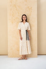 CONTRAST WAISTBAND PATTERNED DRESS