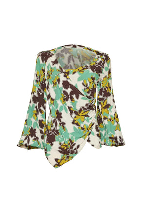 DOUBLE-BREASTED FLOWER PATTERN BLOUSE 23W10113