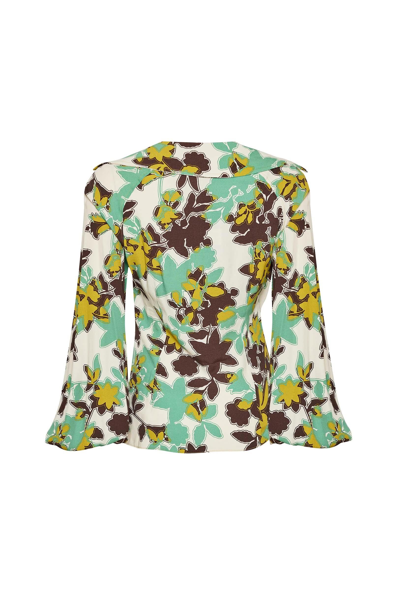 DOUBLE-BREASTED FLOWER PATTERN BLOUSE 23W10113