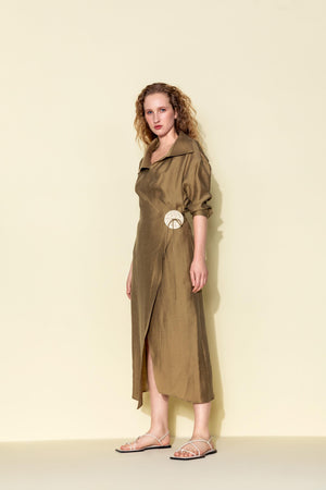 DOUBLE-BREASTED LINEN DRESS 24S40446