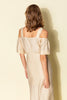 OPEN SHOULDER SATIN DRESS 24S40464