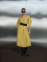 PEALED BELTED MIDI DRESS