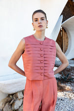 PLEATED BUTTONED VEST