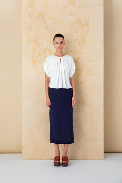 BACK DEGAJE KNOTTED BLOUSE