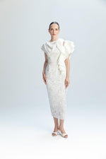 LACE DRESS WITH RUFFLE DETAIL