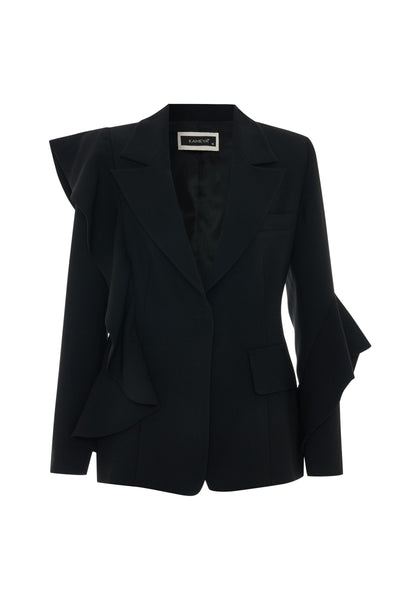 RUFFLE DETAIL WRAP JACKET