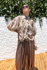 RUFFLED PATTERNED BLOUSE