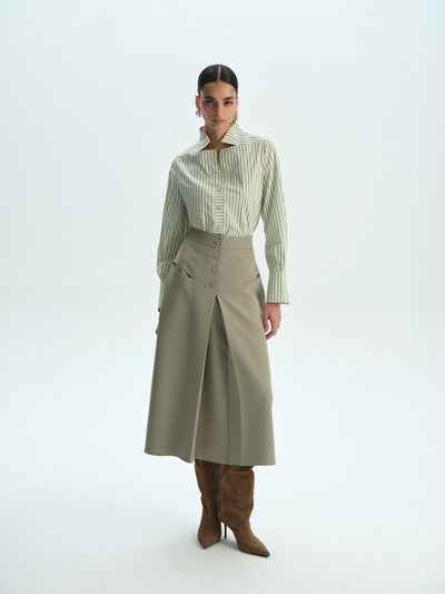 HIGH-WAISTED PLEATED SKIRT WITH POCKET DETAILS