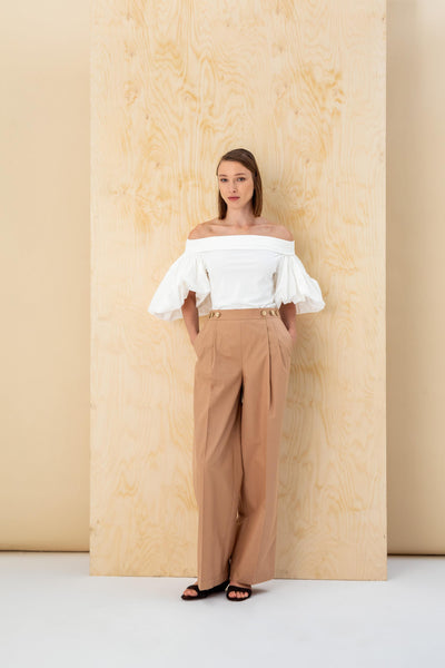 HIGH-WAISTED PLEATED PANTS